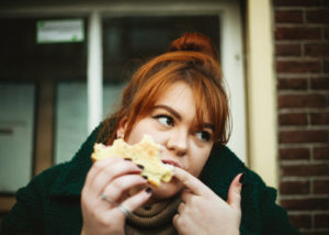 Woman eating normally